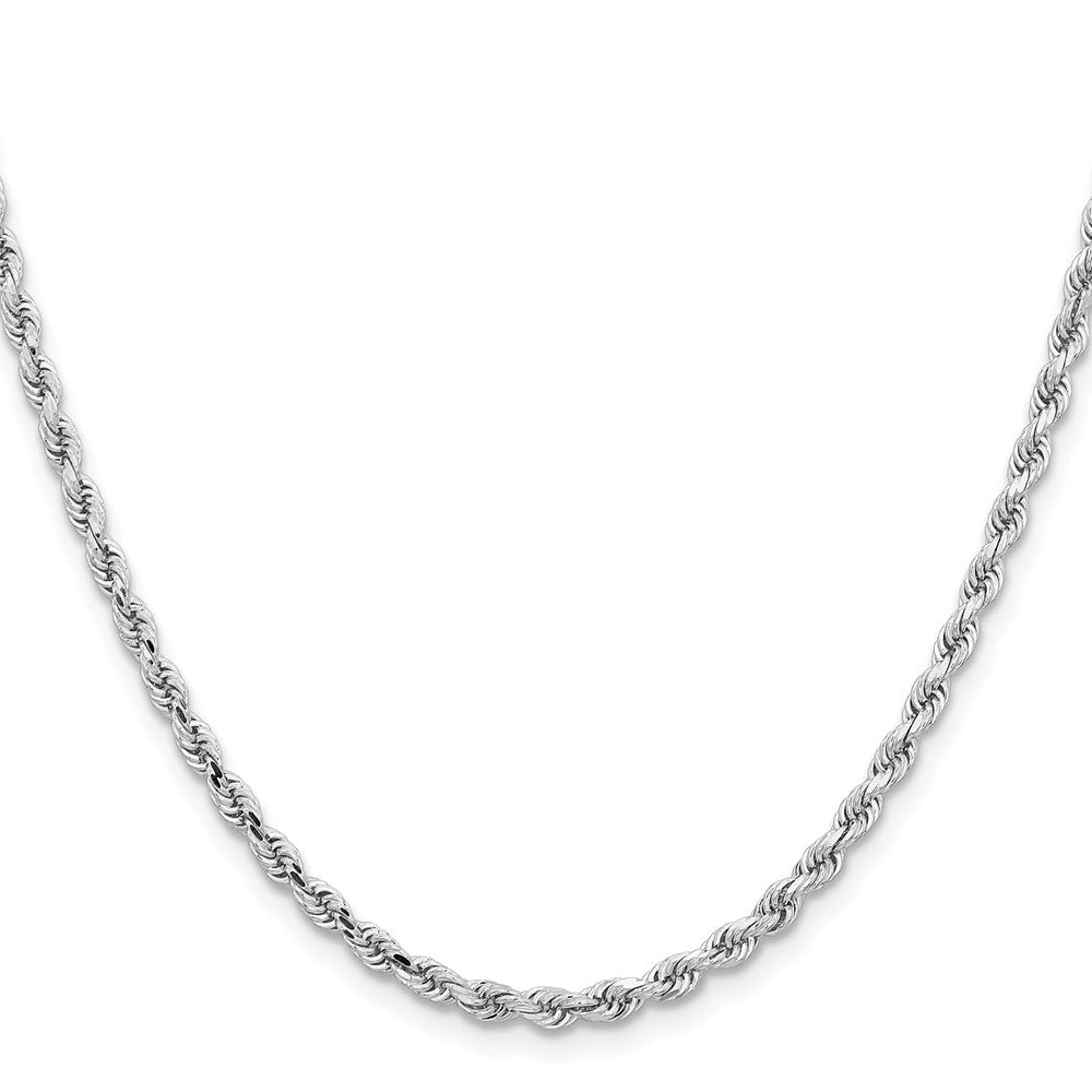 14K White Gold 24 inch 3.25mm Diamond-cut Rope with Lobster Clasp Chain-024W-24