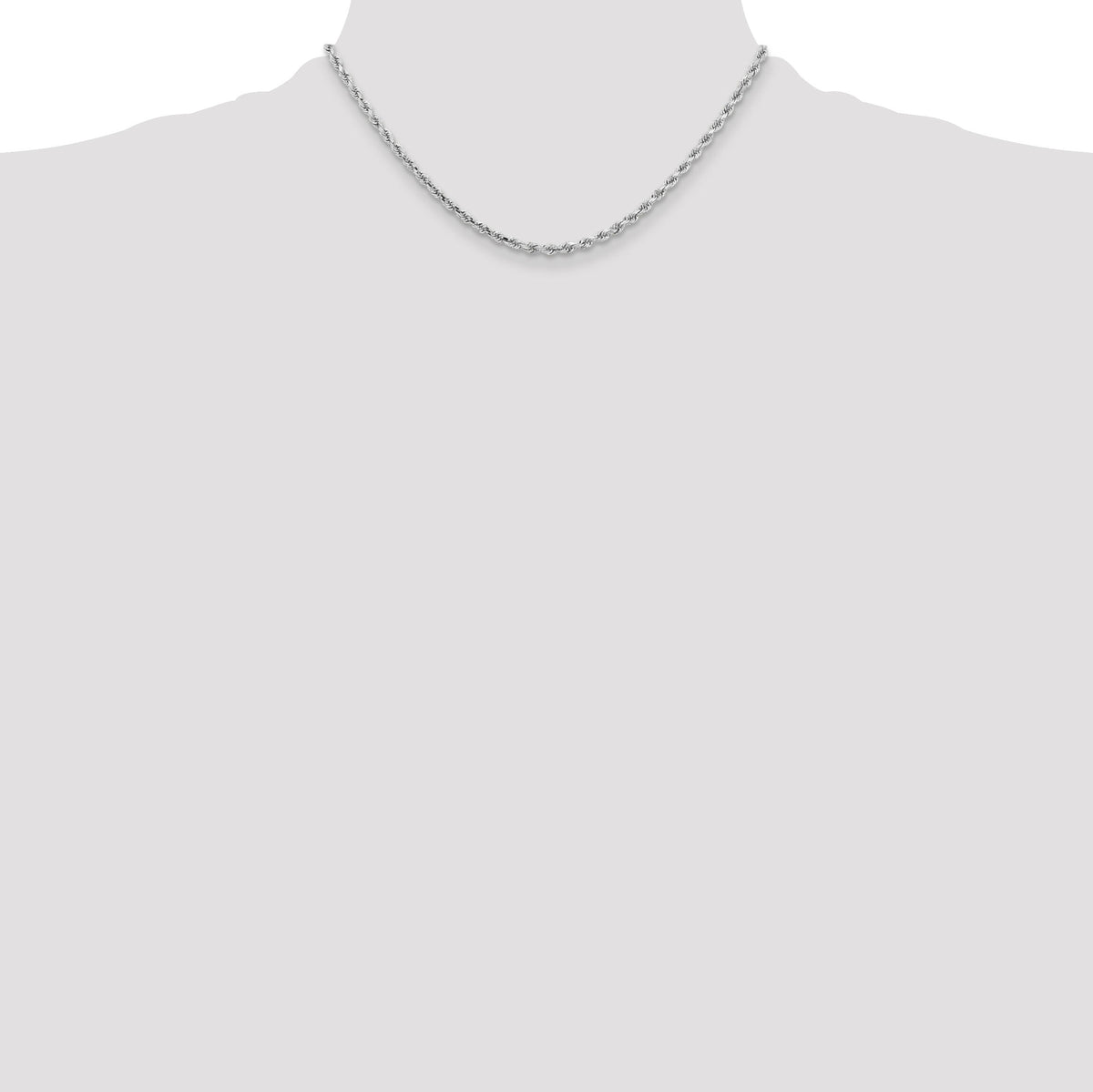 14k White Gold 3.25mm D/C Rope with Lobster Clasp Chain-024W-16