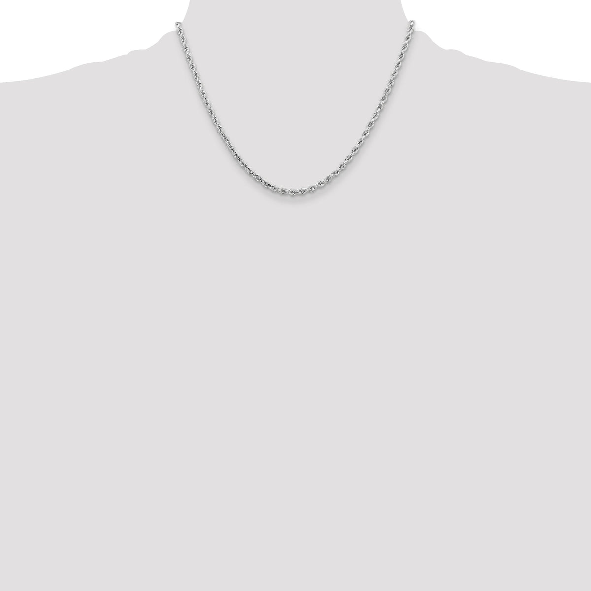 14k White Gold 3.25mm D/C Rope with Lobster Clasp Chain-024W-18