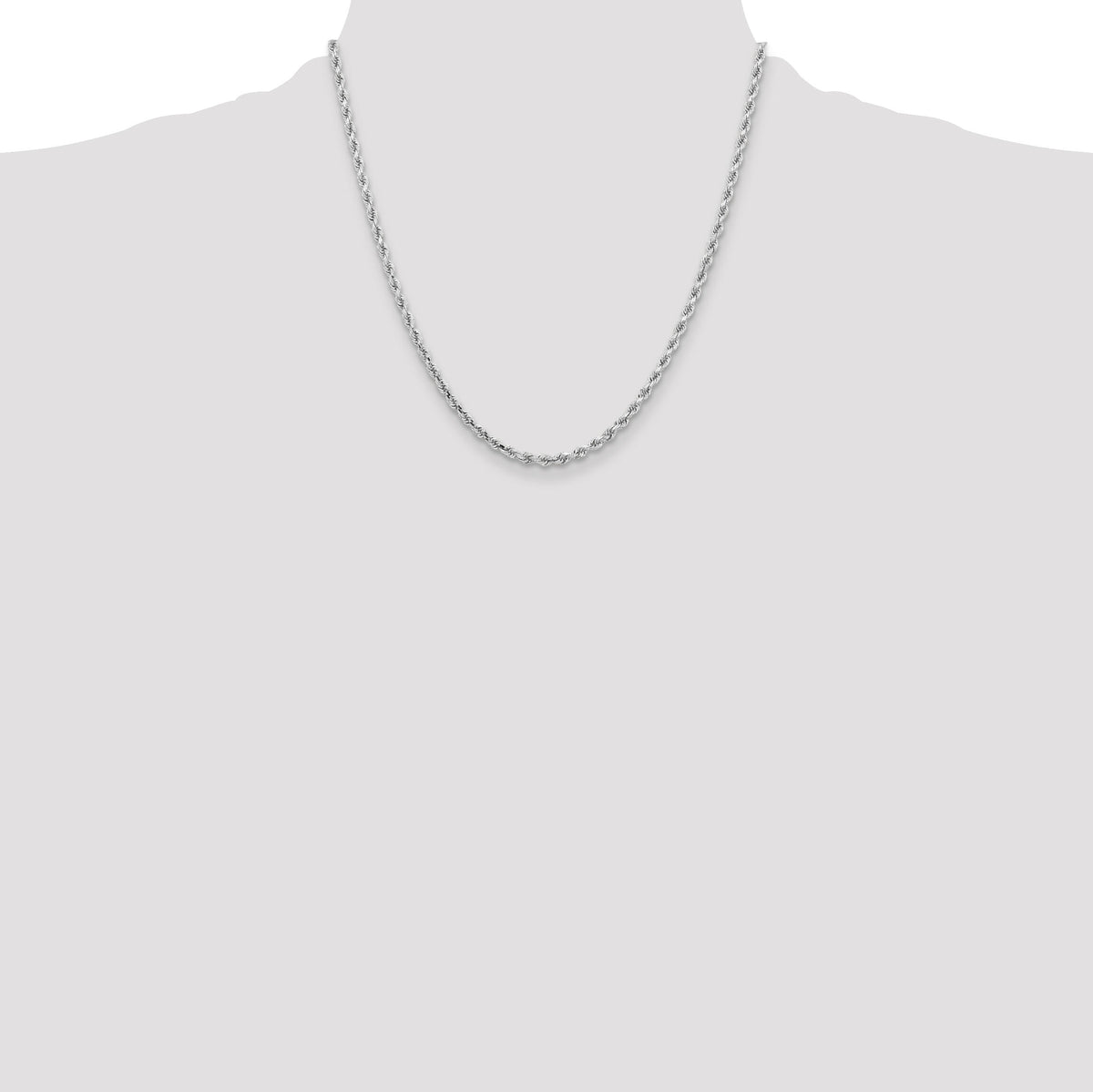 14k White Gold 3.25mm D/C Rope with Lobster Clasp Chain-024W-20
