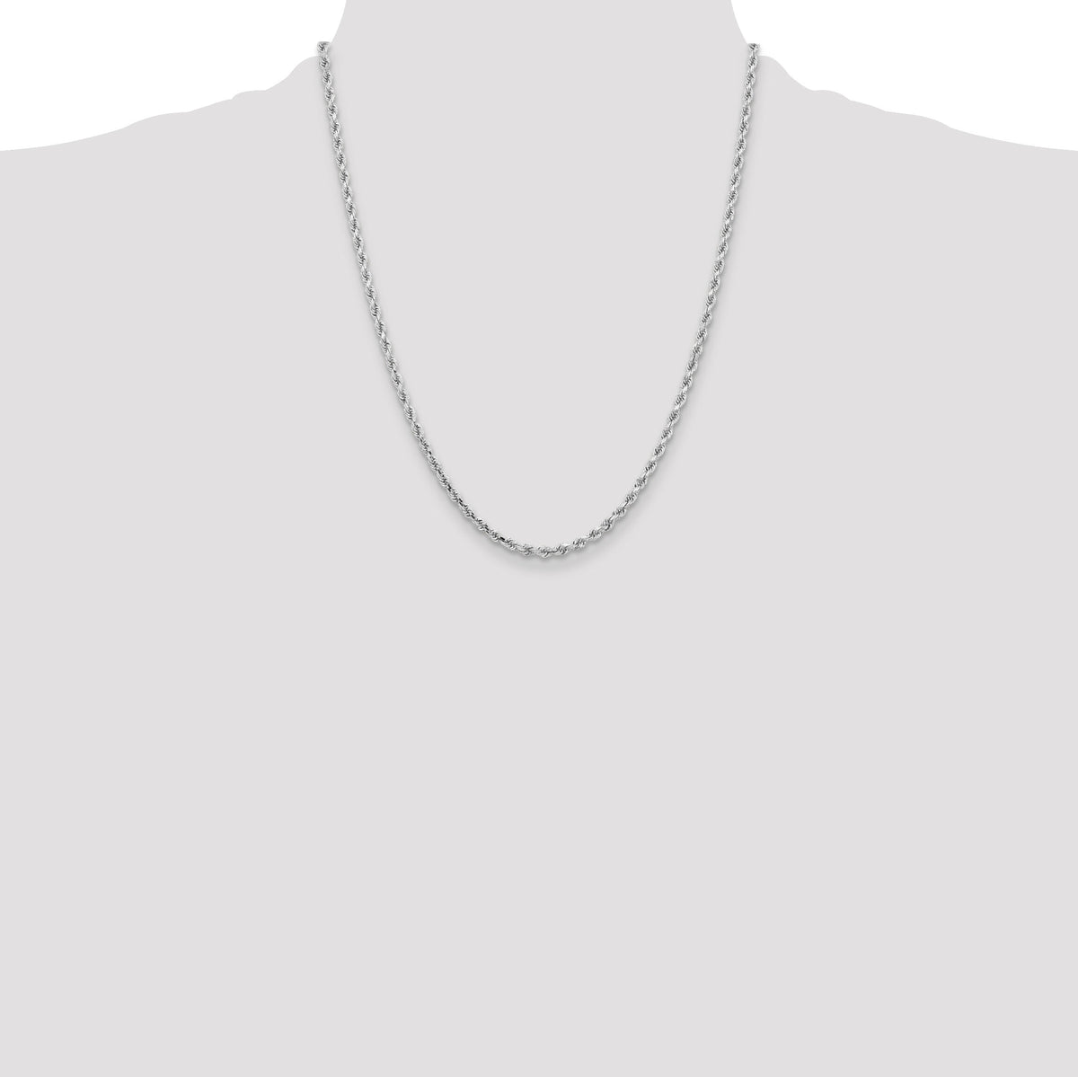 14k White Gold 3.25mm D/C Rope with Lobster Clasp Chain-024W-22