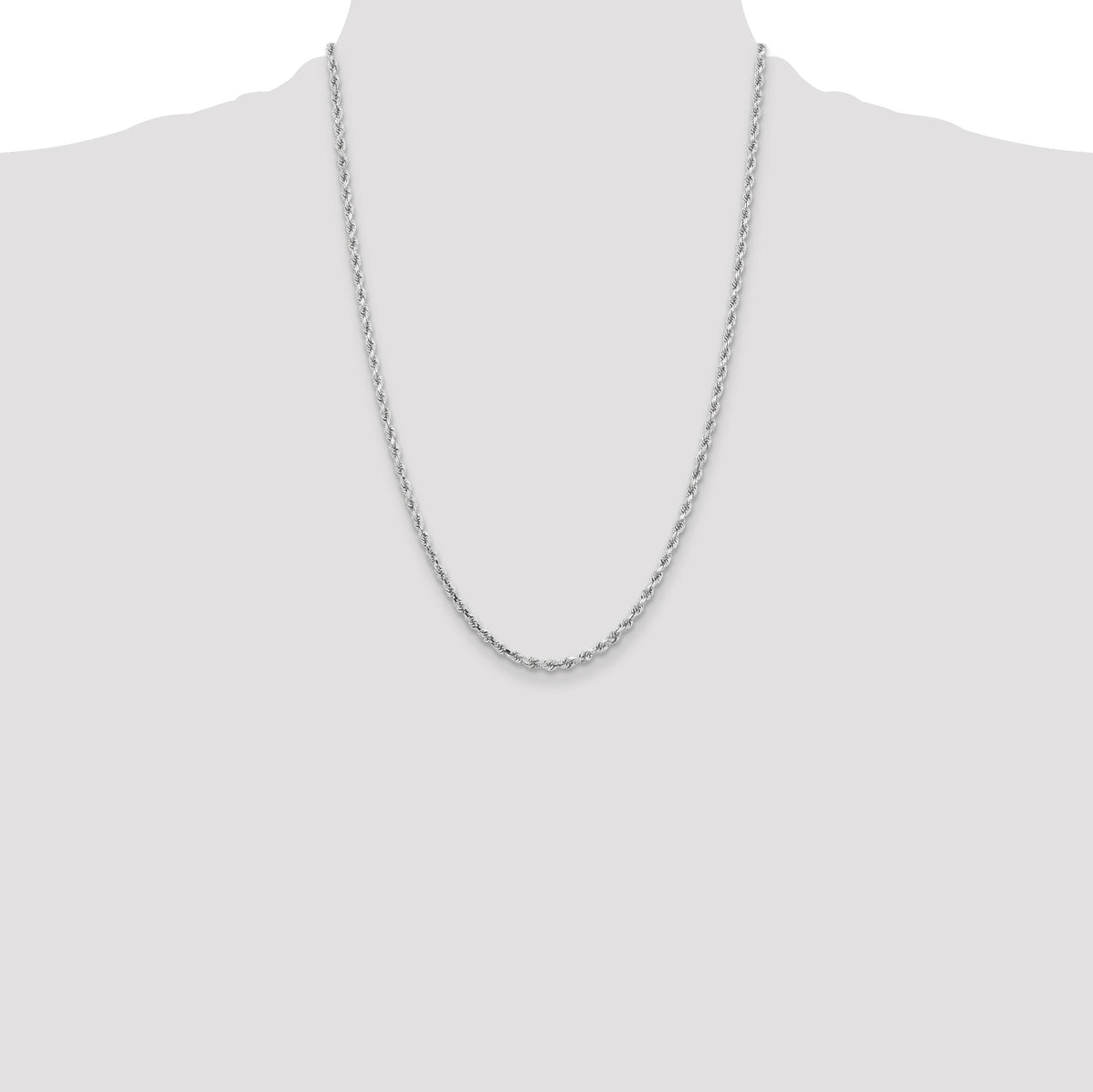 14k White Gold 3.25mm D/C Rope with Lobster Clasp Chain-024W-24