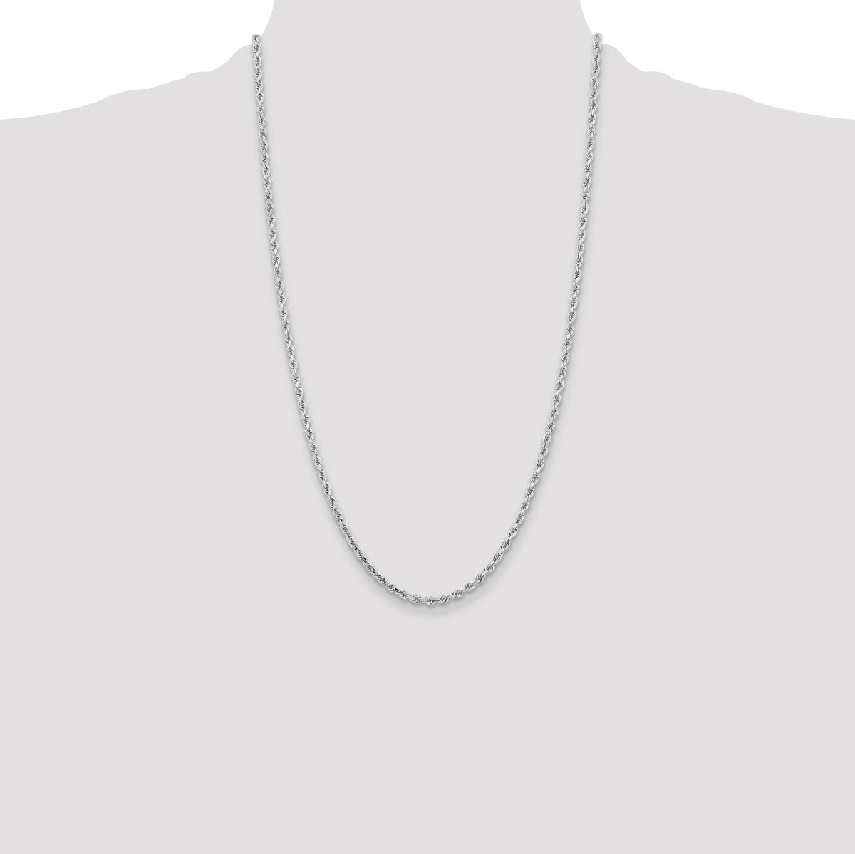 14k White Gold 3.25mm D/C Rope with Lobster Clasp Chain-024W-26