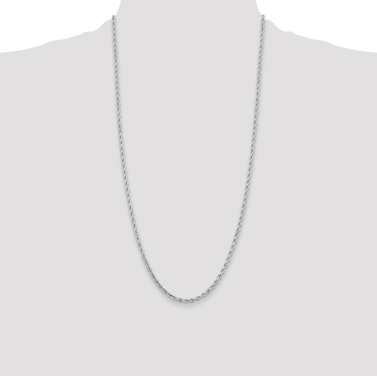 14k White Gold 3.25mm D/C Rope with Lobster Clasp Chain-024W-28