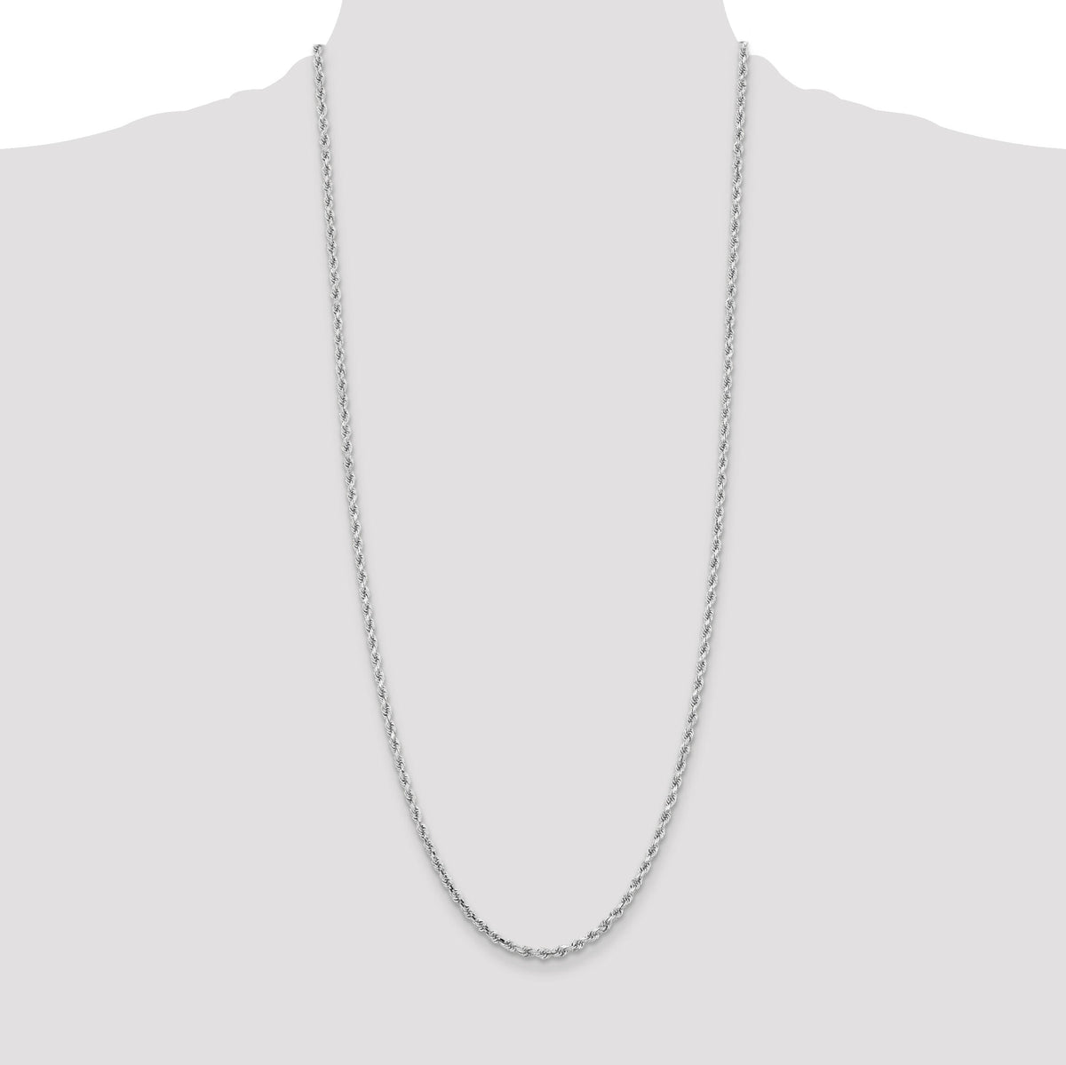 14k White Gold 3.25mm D/C Rope with Lobster Clasp Chain-024W-30