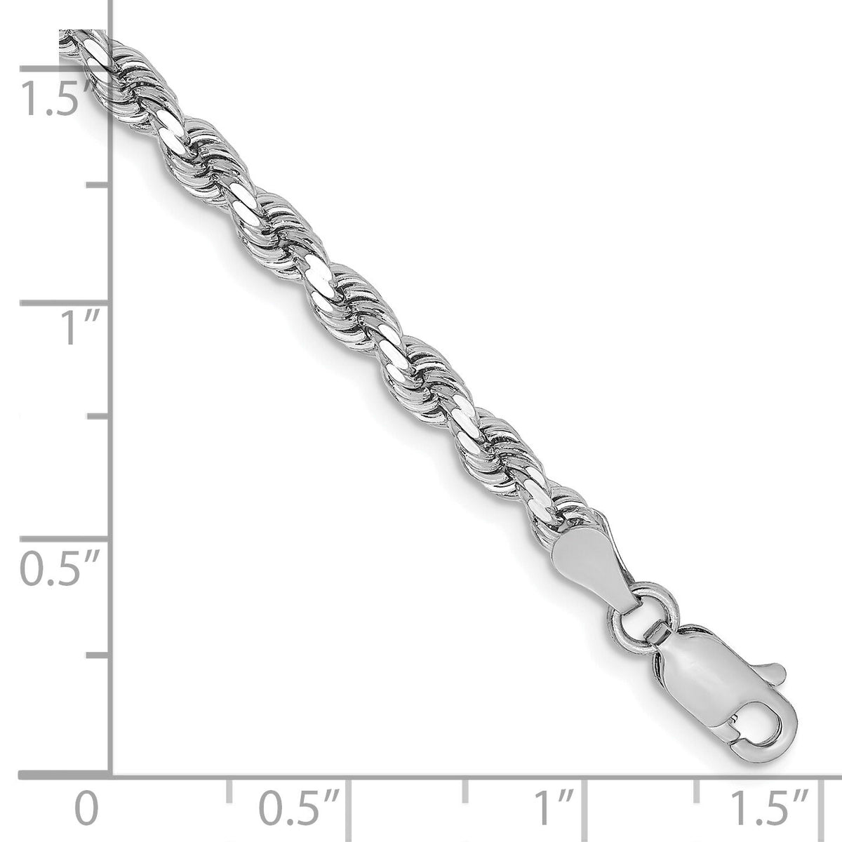 14k White Gold 3.25mm D/C Rope with Lobster Clasp Chain-024W-7