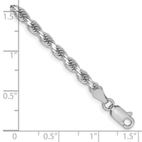 14k White Gold 3.25mm D/C Rope with Lobster Clasp Chain-024W-7