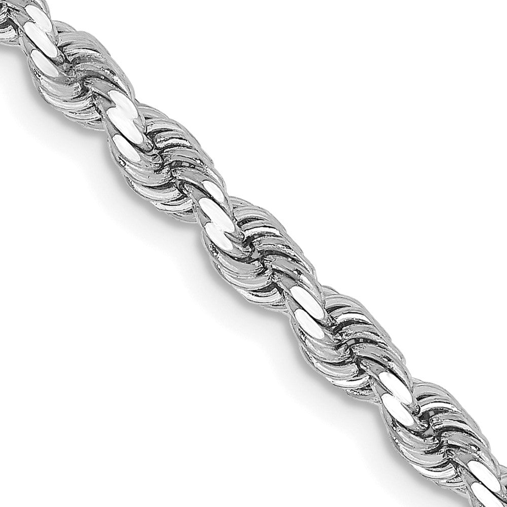 14K White Gold 24 inch 3.25mm Diamond-cut Rope with Lobster Clasp Chain-024W-24