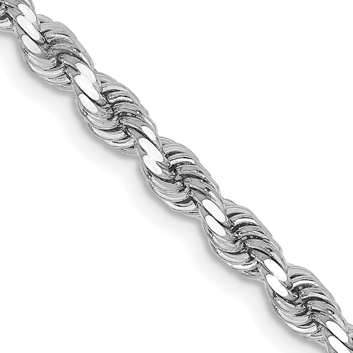 14K White Gold 18 inch 3.25mm Diamond-cut Rope with Lobster Clasp Chain-024W-18