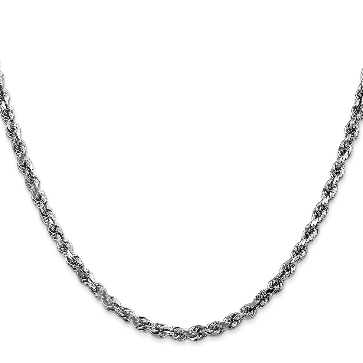 10k White Gold 3.5mm Diamond-cut Rope Chain-10K025W-30