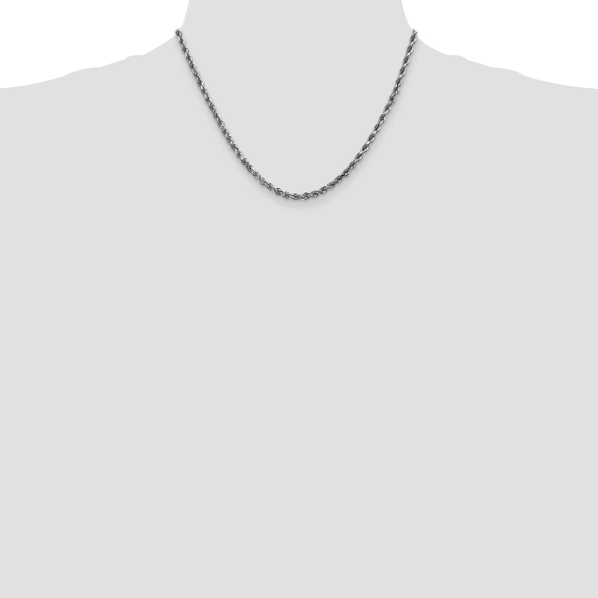 14k White Gold 3.5mm D/C Rope with Lobster Clasp Chain-025W-18
