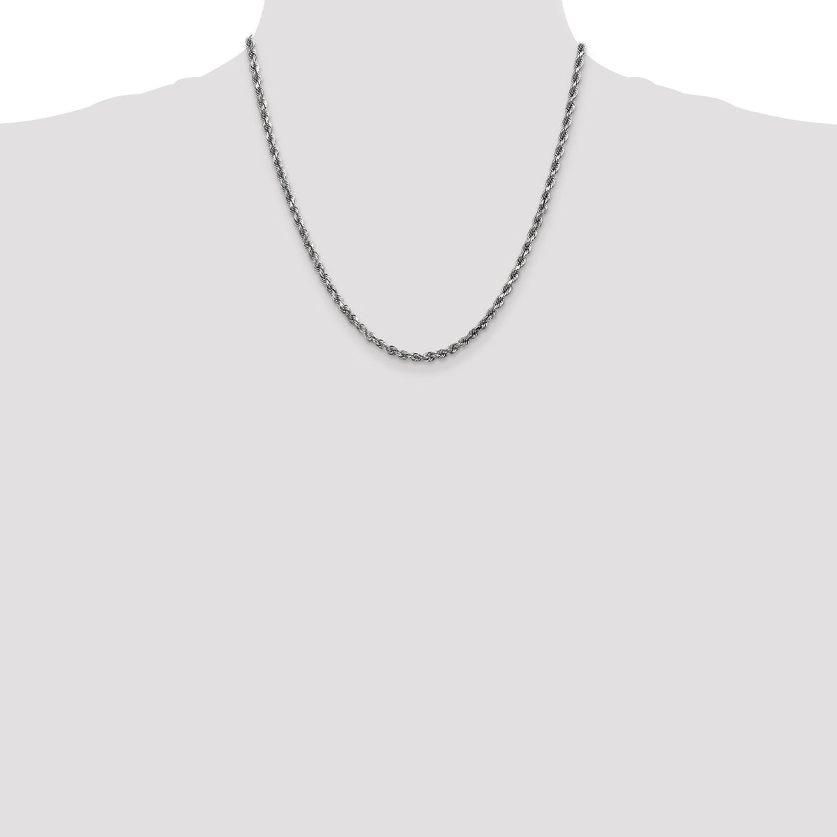 14k White Gold 3.5mm D/C Rope with Lobster Clasp Chain-025W-20