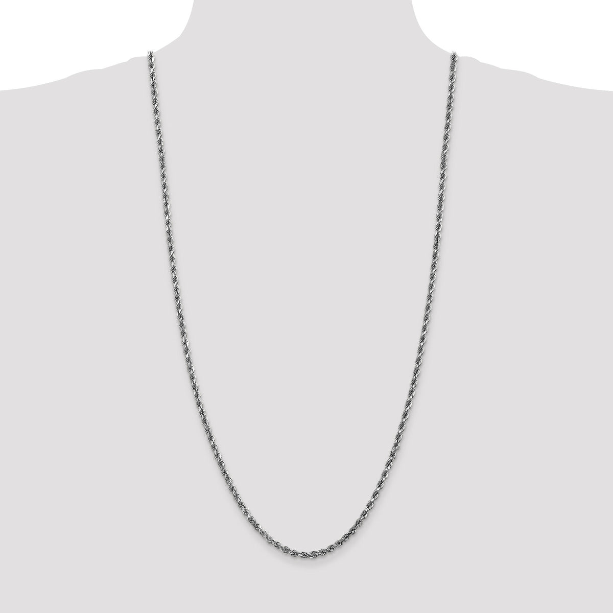 10k White Gold 3.5mm Diamond-cut Rope Chain-10K025W-30