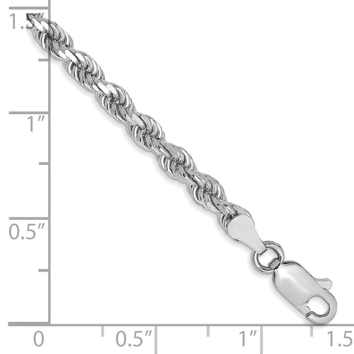 14k White Gold 3.5mm D/C Rope with Lobster Clasp Chain-025W-7