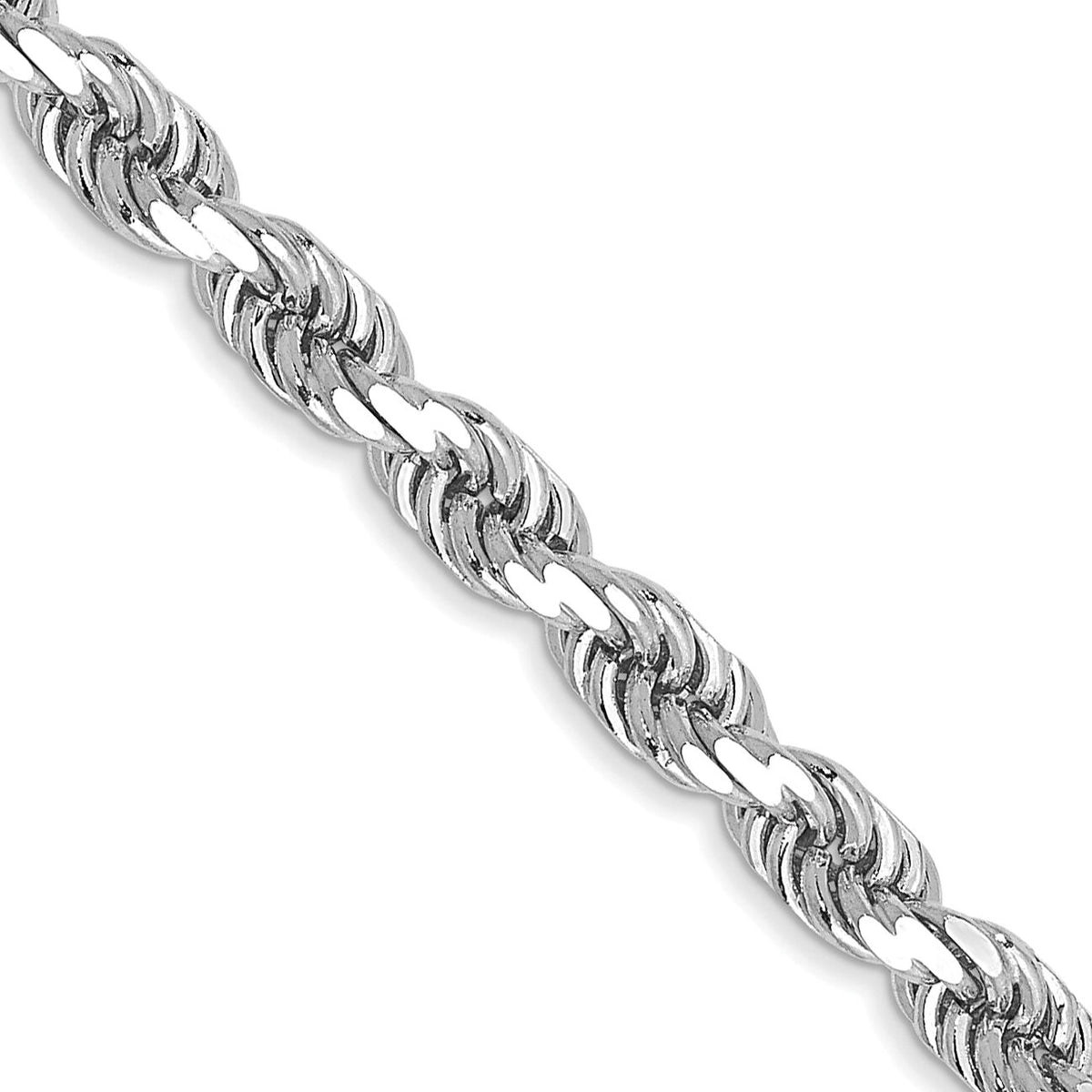 14k White Gold 3.5mm D/C Rope with Lobster Clasp Chain-025W-18