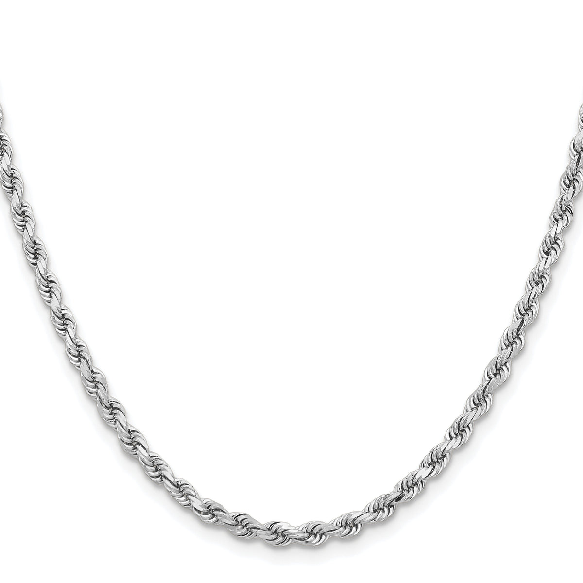 14k White Gold 3.75mm D/C Rope with Lobster Clasp Chain-027W-30
