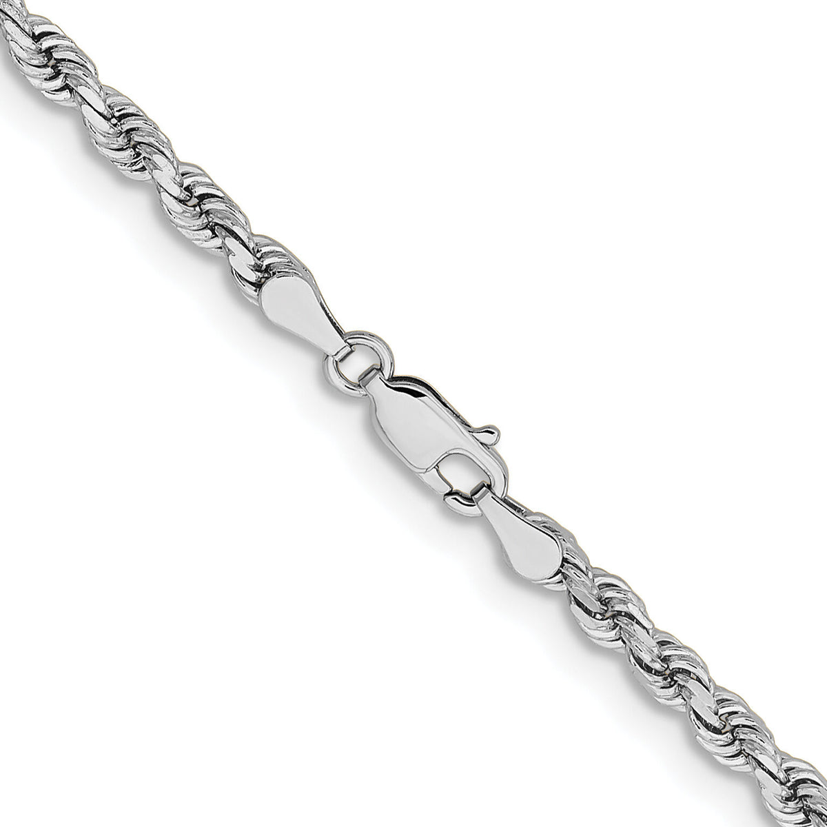 14k White Gold 3.75mm D/C Rope with Lobster Clasp Chain-027W-30