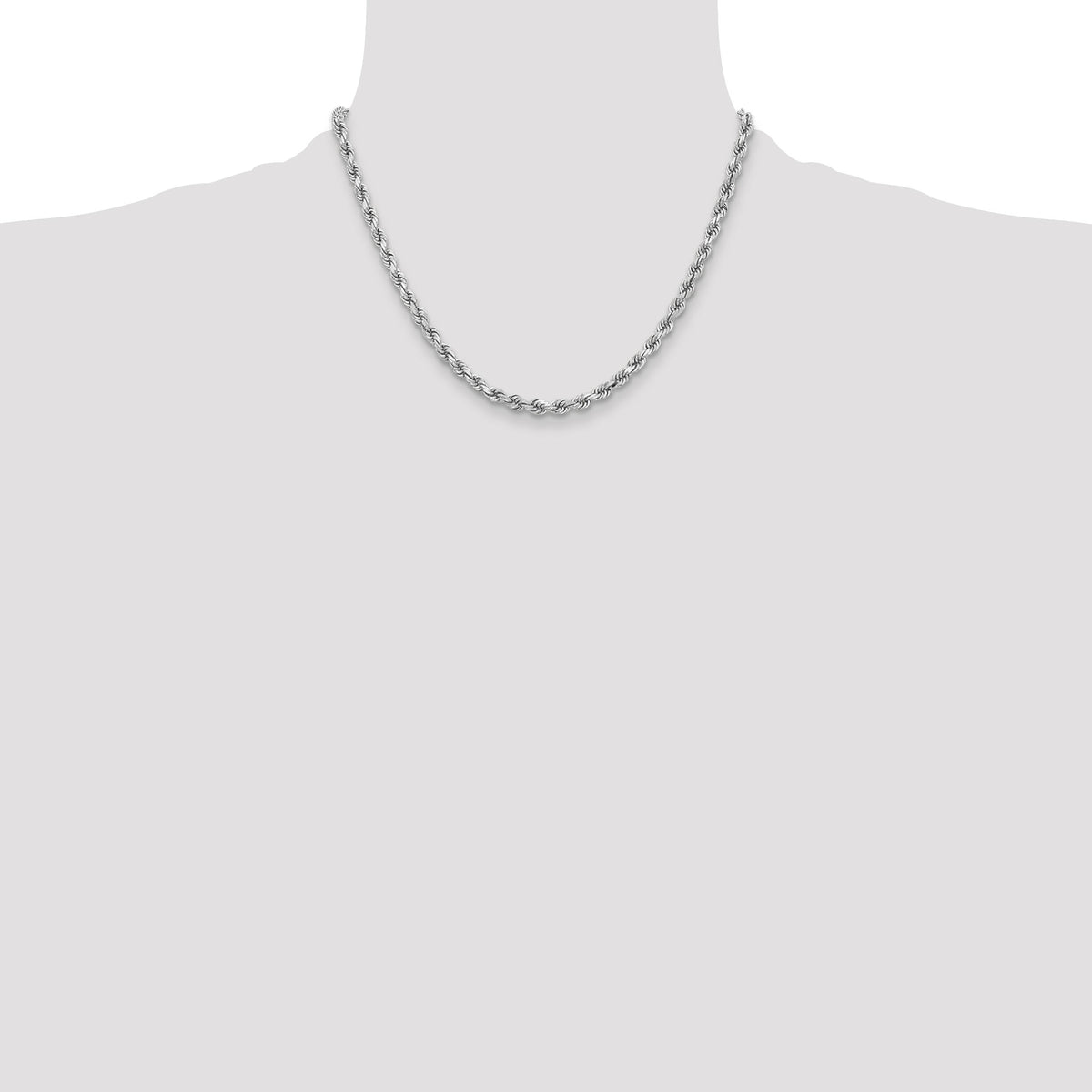 14k White Gold 3.75mm D/C Rope with Lobster Clasp Chain-027W-18