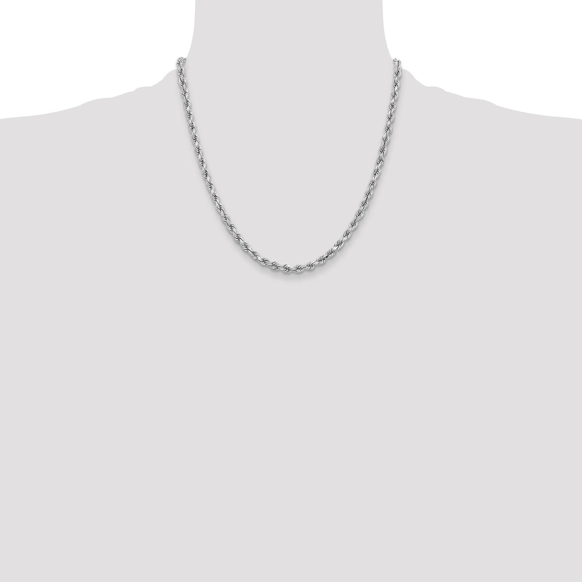14k White Gold 3.75mm D/C Rope with Lobster Clasp Chain-027W-20