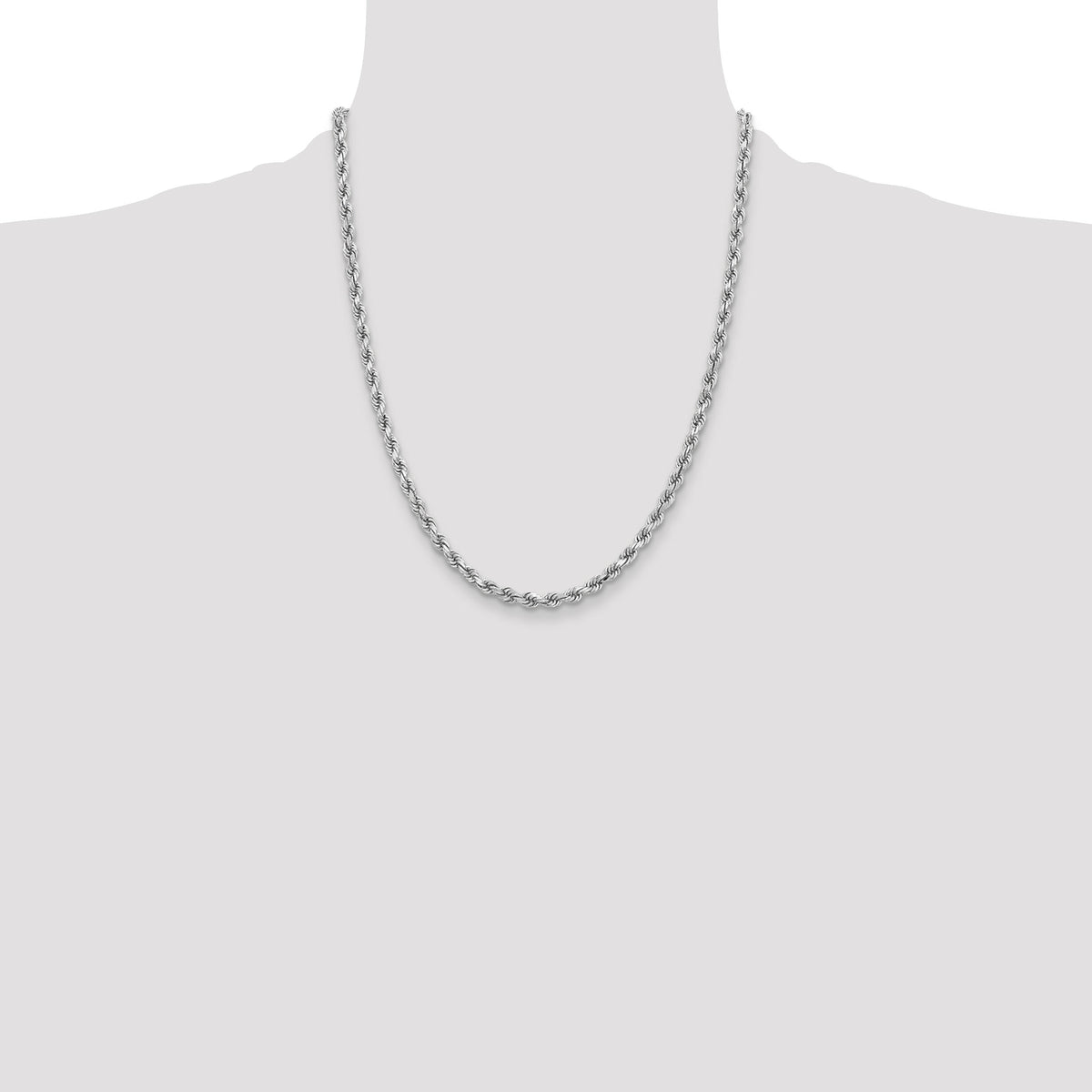 14k White Gold 3.75mm D/C Rope with Lobster Clasp Chain-027W-22