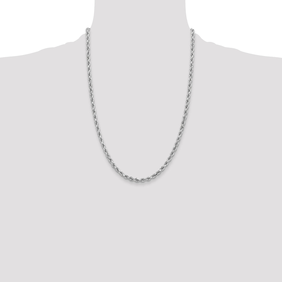 14k White Gold 3.75mm D/C Rope with Lobster Clasp Chain-027W-24