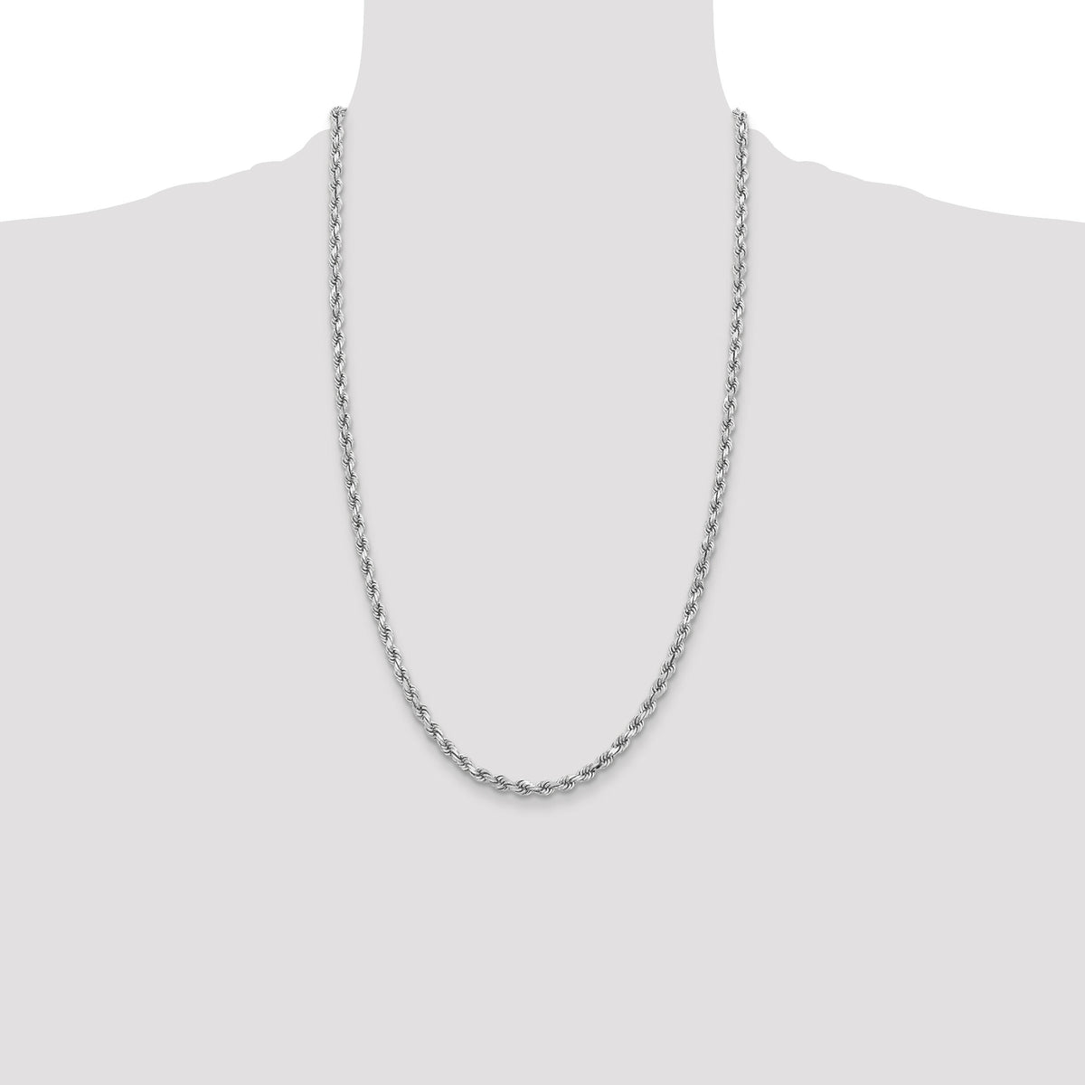 14k White Gold 3.75mm D/C Rope with Lobster Clasp Chain-027W-26