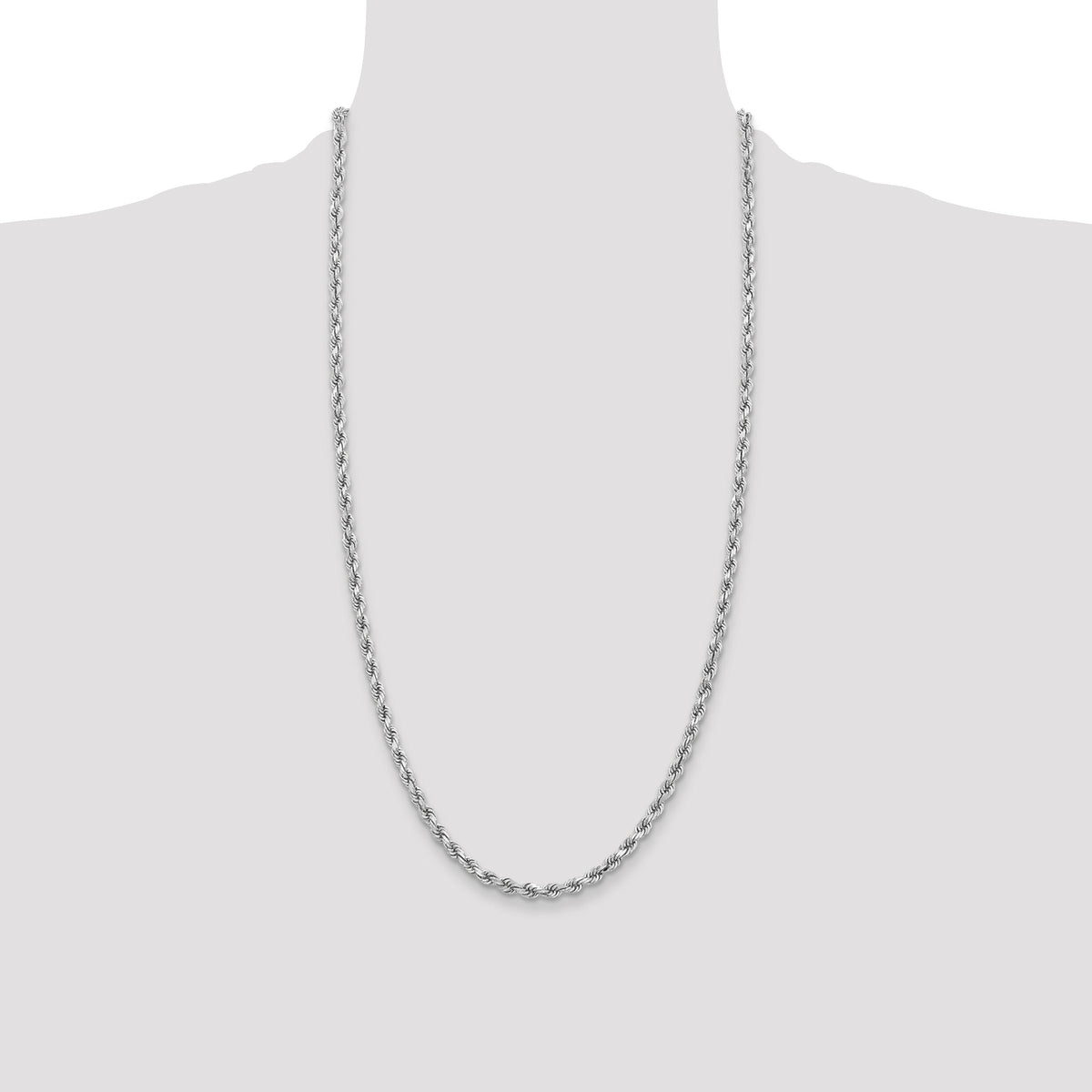 14k White Gold 3.75mm D/C Rope with Lobster Clasp Chain-027W-28