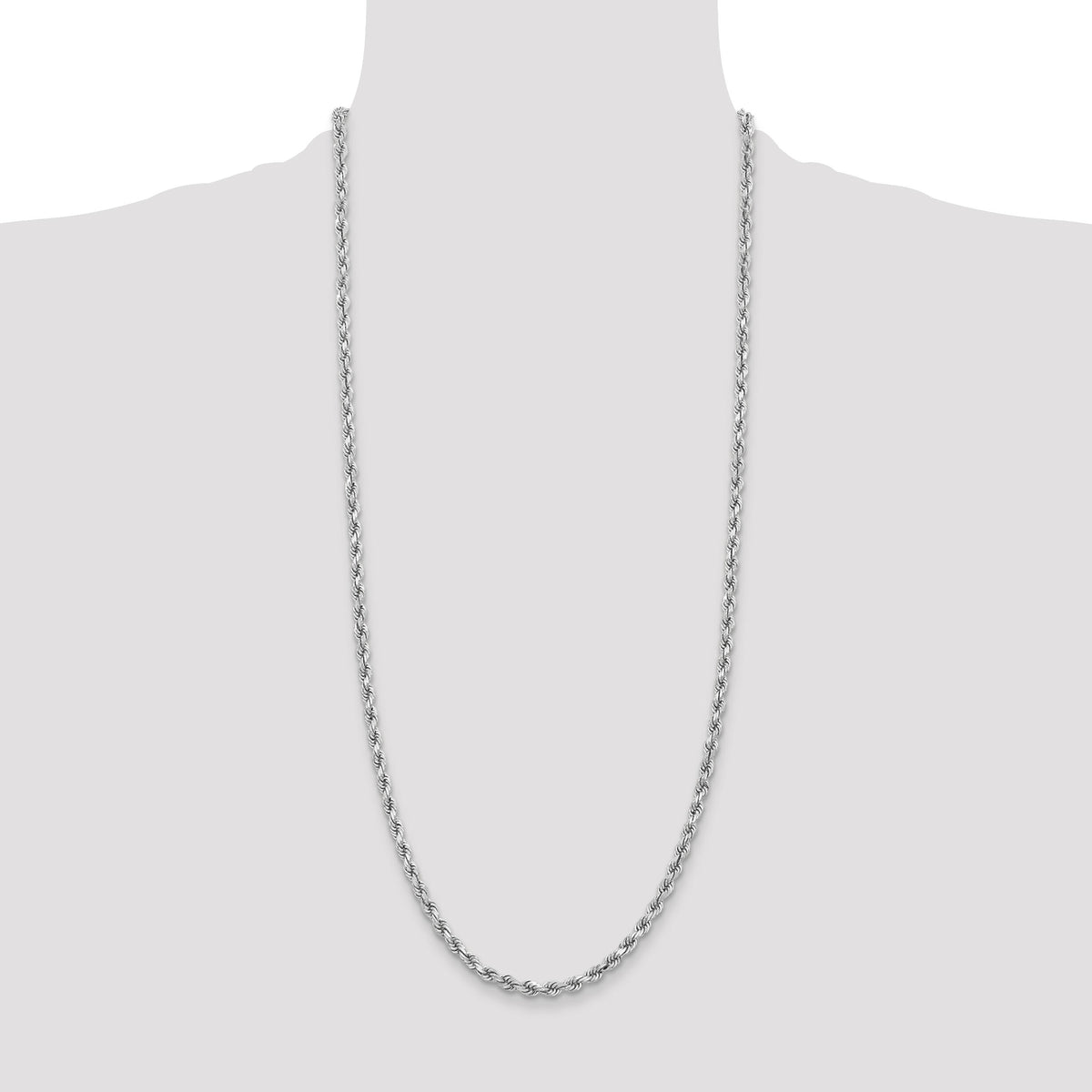 14k White Gold 3.75mm D/C Rope with Lobster Clasp Chain-027W-30