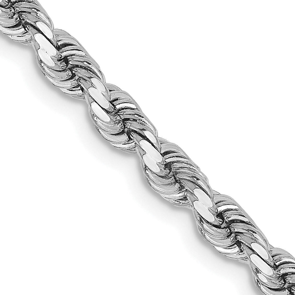 14k White Gold 3.75mm D/C Rope with Lobster Clasp Chain-027W-22