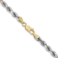 14k Tri-Color 4mm D/C Rope Chain-030TC-22