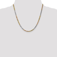 14k Tri-Color 4mm D/C Rope Chain-030TC-20