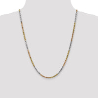 14k Tri-Color 4mm D/C Rope Chain-030TC-24