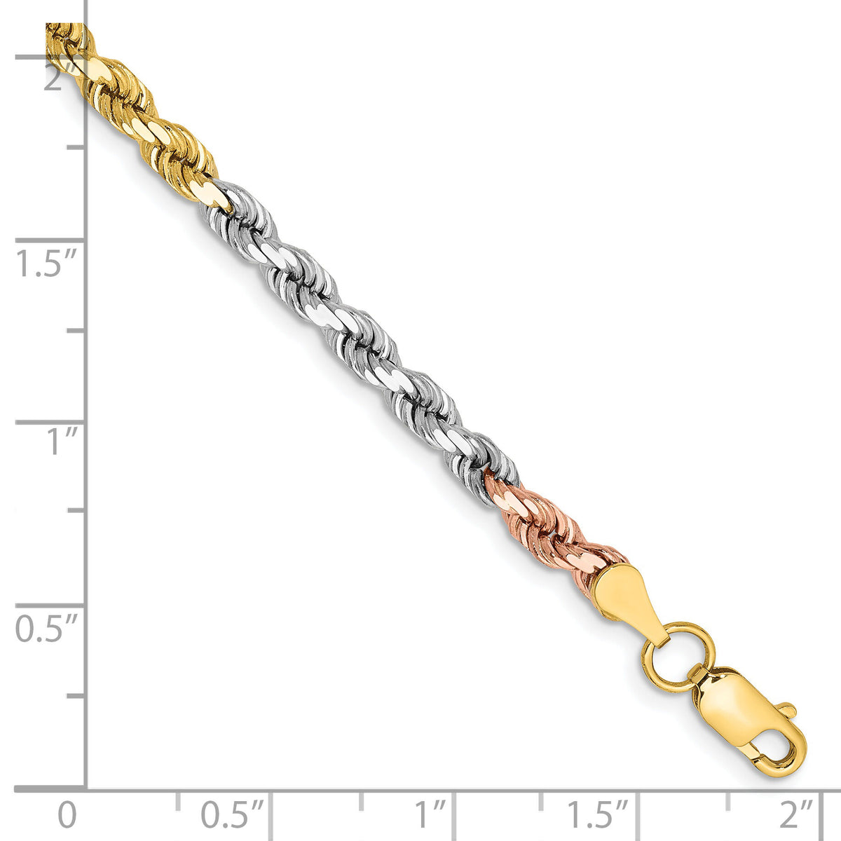14k Tri-Color 4mm D/C Rope Chain-030TC-8