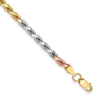14k Tri-Color 4mm D/C Rope Chain-030TC-8