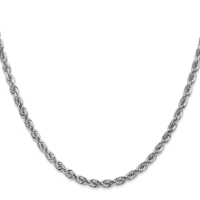 14K White Gold 18 inch 4mm Diamond-cut Rope with Lobster Clasp Chain-030W-18