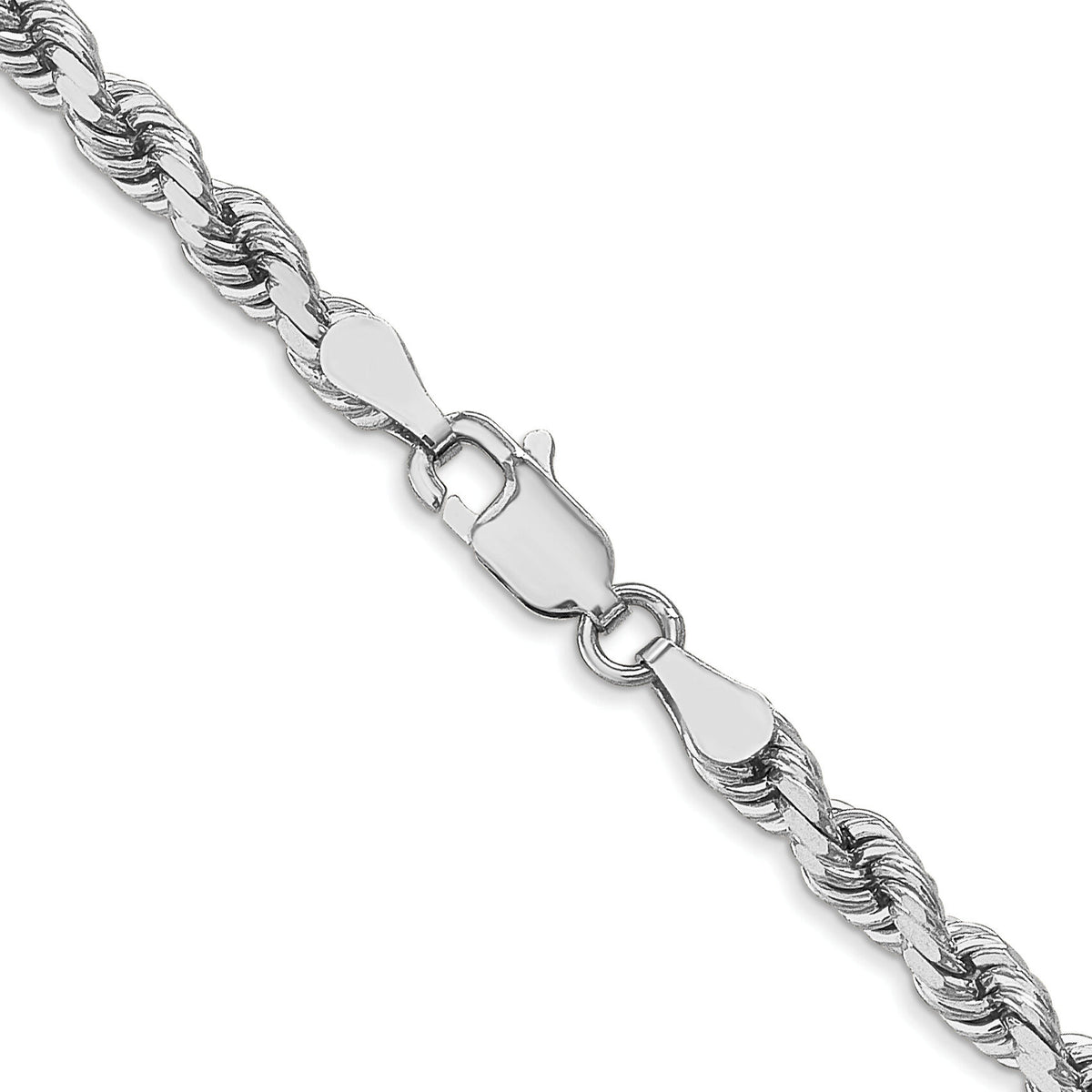 14k White Gold 4mm D/C Rope with Lobster Clasp Chain-030W-22