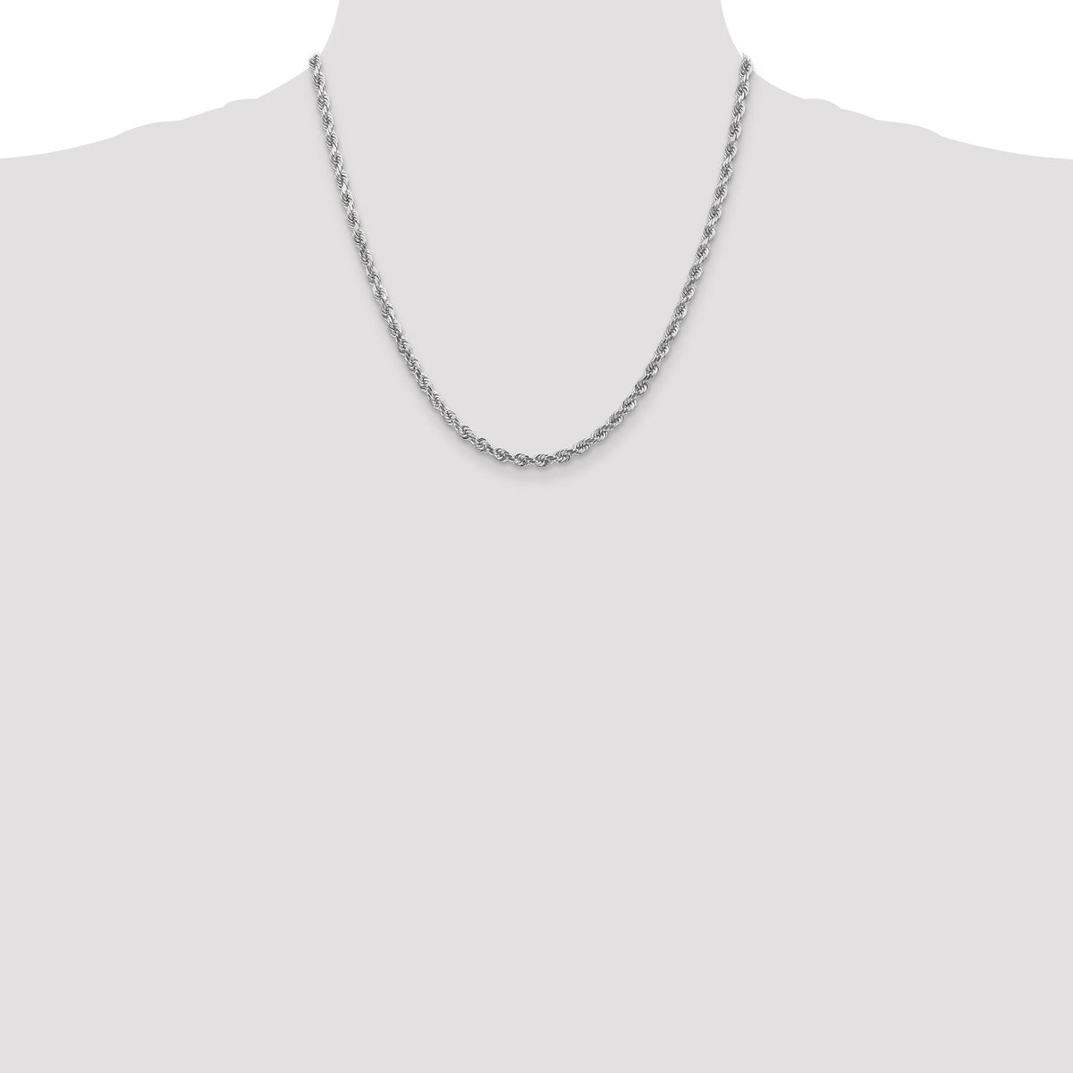 14k White Gold 4mm D/C Rope with Lobster Clasp Chain-030W-20