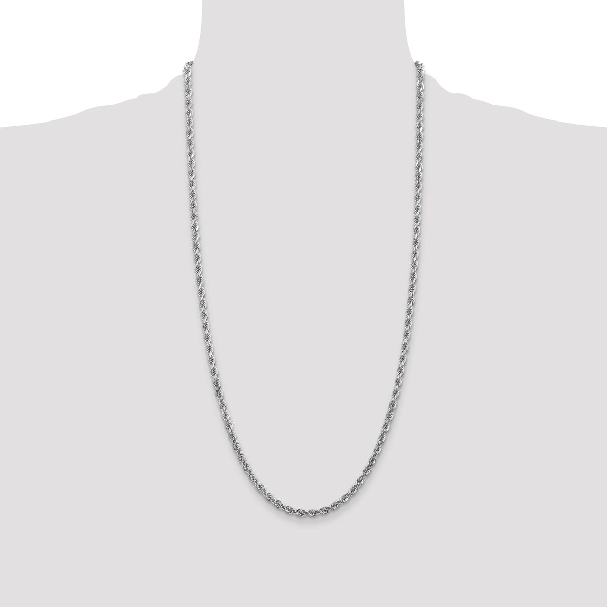 10k White Gold 4mm Diamond-cut Rope Chain-10K030W-28