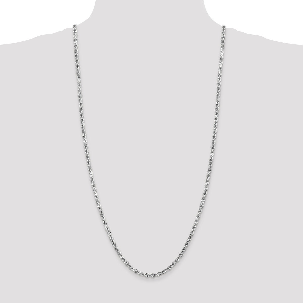 14k White Gold 4mm D/C Rope with Lobster Clasp Chain-030W-30