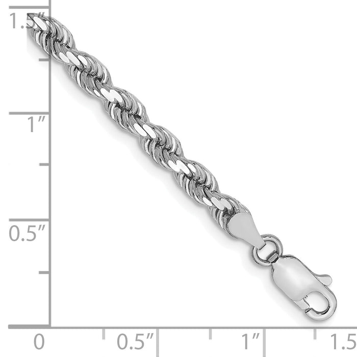 14k White Gold 4mm D/C Rope with Lobster Clasp Chain-030W-9