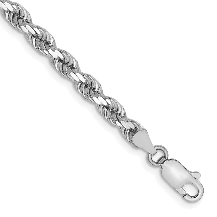 14k White Gold 4mm D/C Rope with Lobster Clasp Chain-030W-9