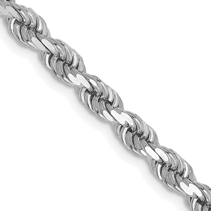 14k White Gold 4mm D/C Rope with Lobster Clasp Chain-030W-20