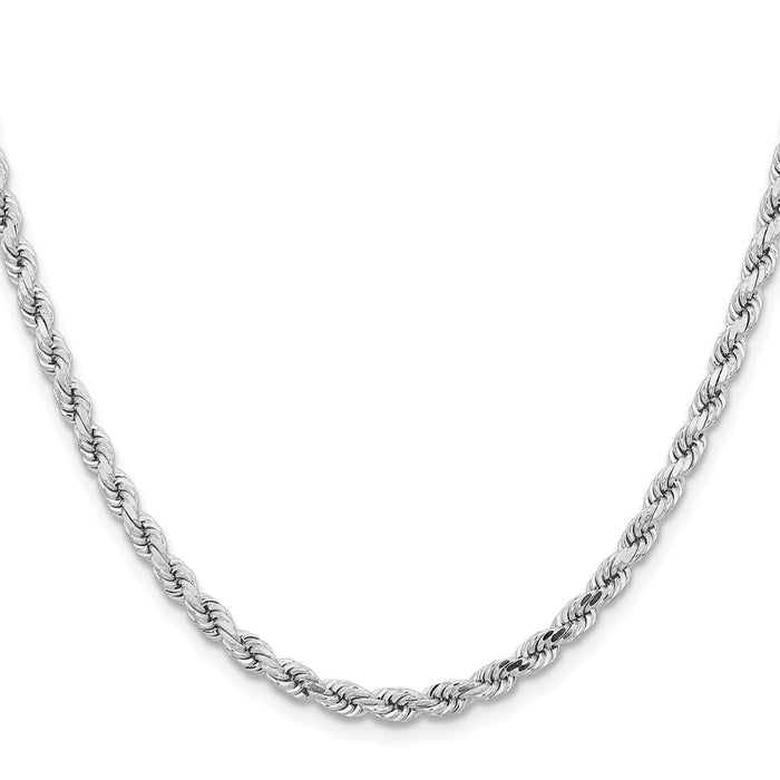 14K White Gold 30 inch 4.25mm Diamond-cut Rope with Lobster Clasp Chain-033W-30