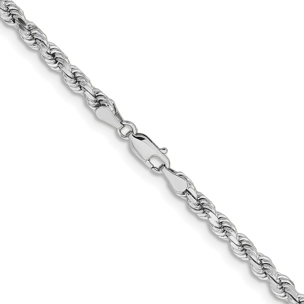 14K White Gold 24 inch 4.25mm Diamond-cut Rope with Lobster Clasp Chain-033W-24