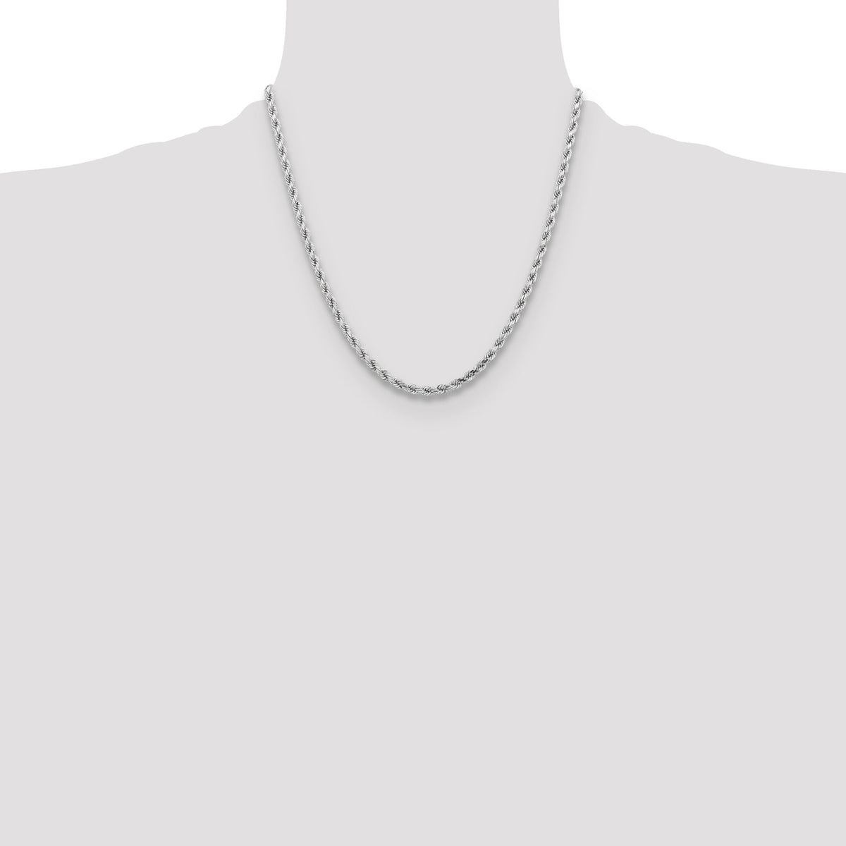 14k White Gold 4.25mm D/C Rope with Lobster Clasp Chain-033W-20