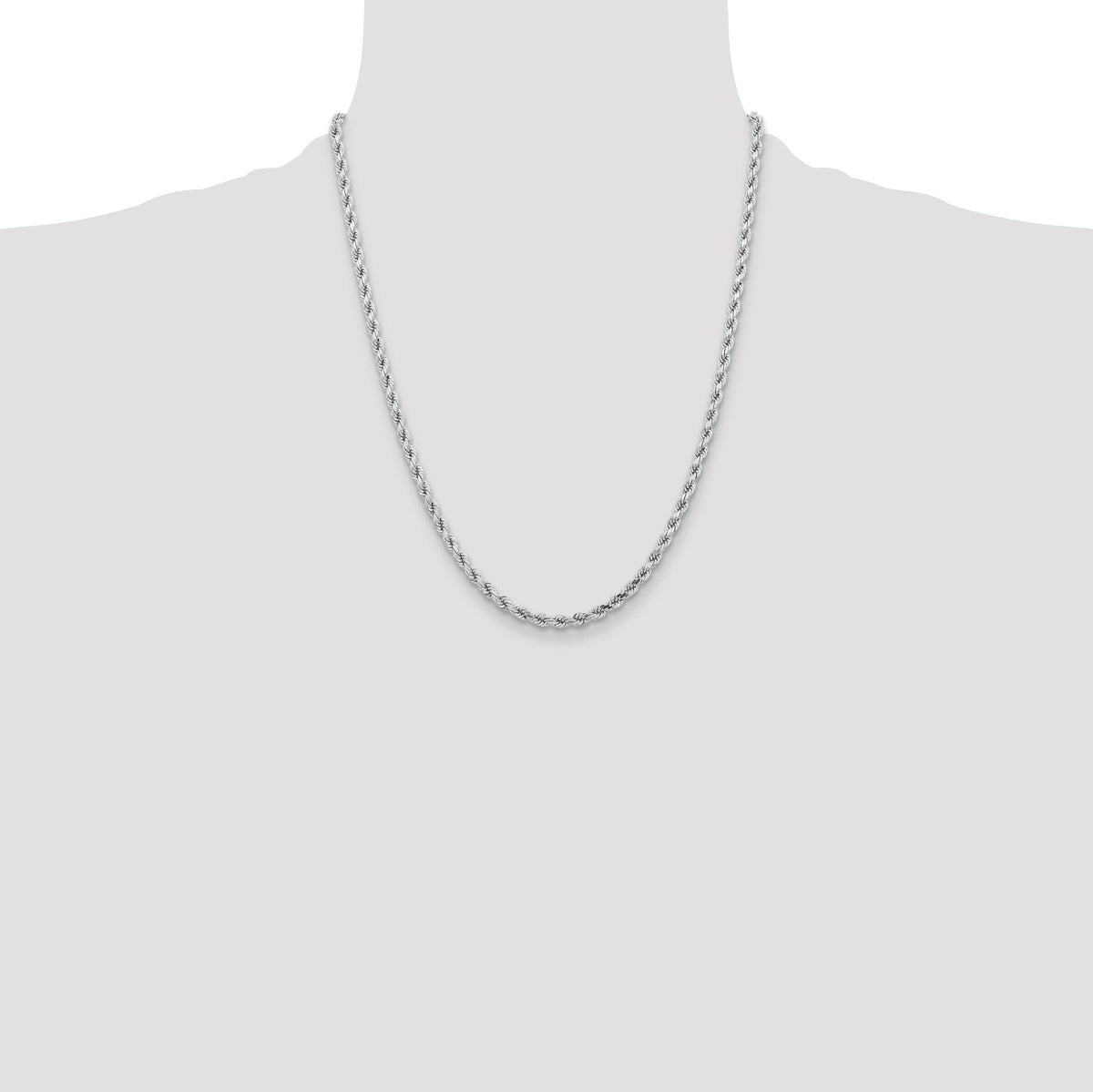 14k White Gold 4.25mm D/C Rope with Lobster Clasp Chain-033W-22