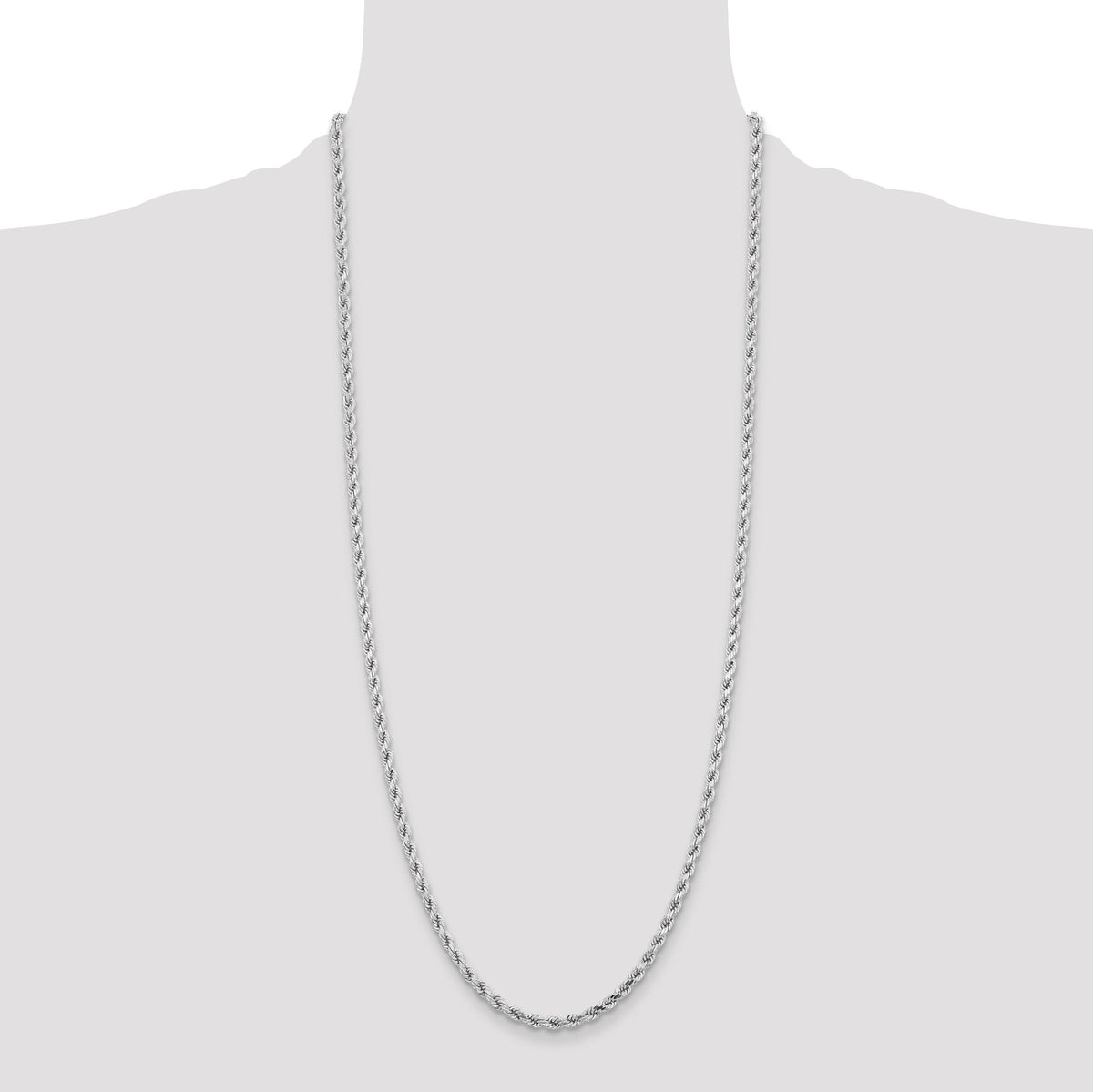 14k White Gold 4.25mm D/C Rope with Lobster Clasp Chain-033W-30