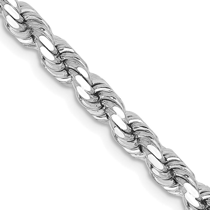 14K White Gold 30 inch 4.25mm Diamond-cut Rope with Lobster Clasp Chain-033W-30