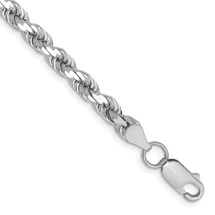 14k White Gold 4.5mm D/C Rope with Lobster Clasp Chain-035W-8