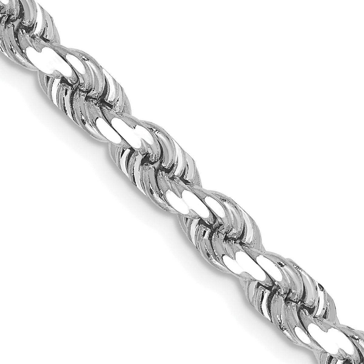 14k White Gold 4.5mm D/C Rope with Lobster Clasp Chain-035W-26